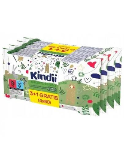 Kindii Natural Balance chusteczki nawilżane dla dzieci i niemowląt, 4 x 60 sztuk